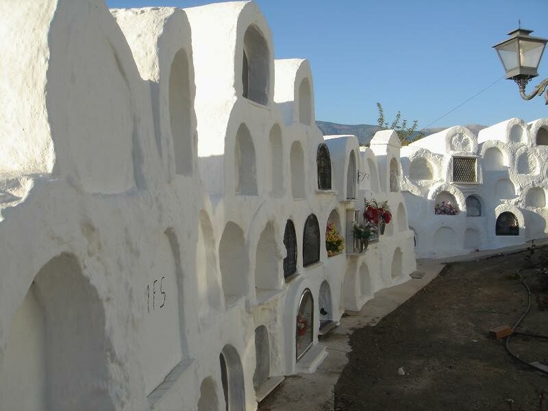 An Image of the Cementerio Redondo in Sayalonga, Spain. Showing the tumbas of the cemetary.
