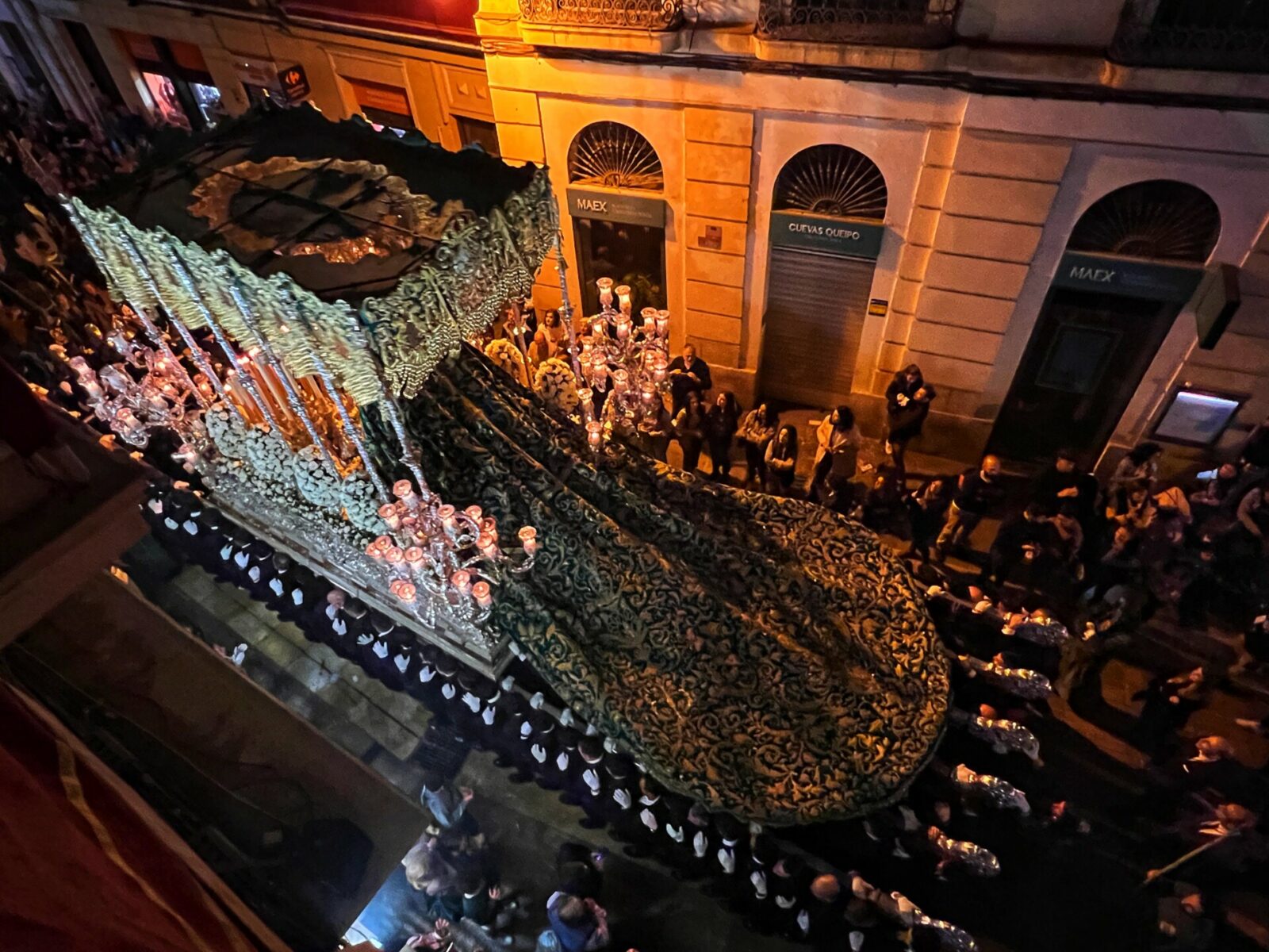 The procession of the various cofriados or brotherhoods of Malaga Spain during Semana Santa, holy week